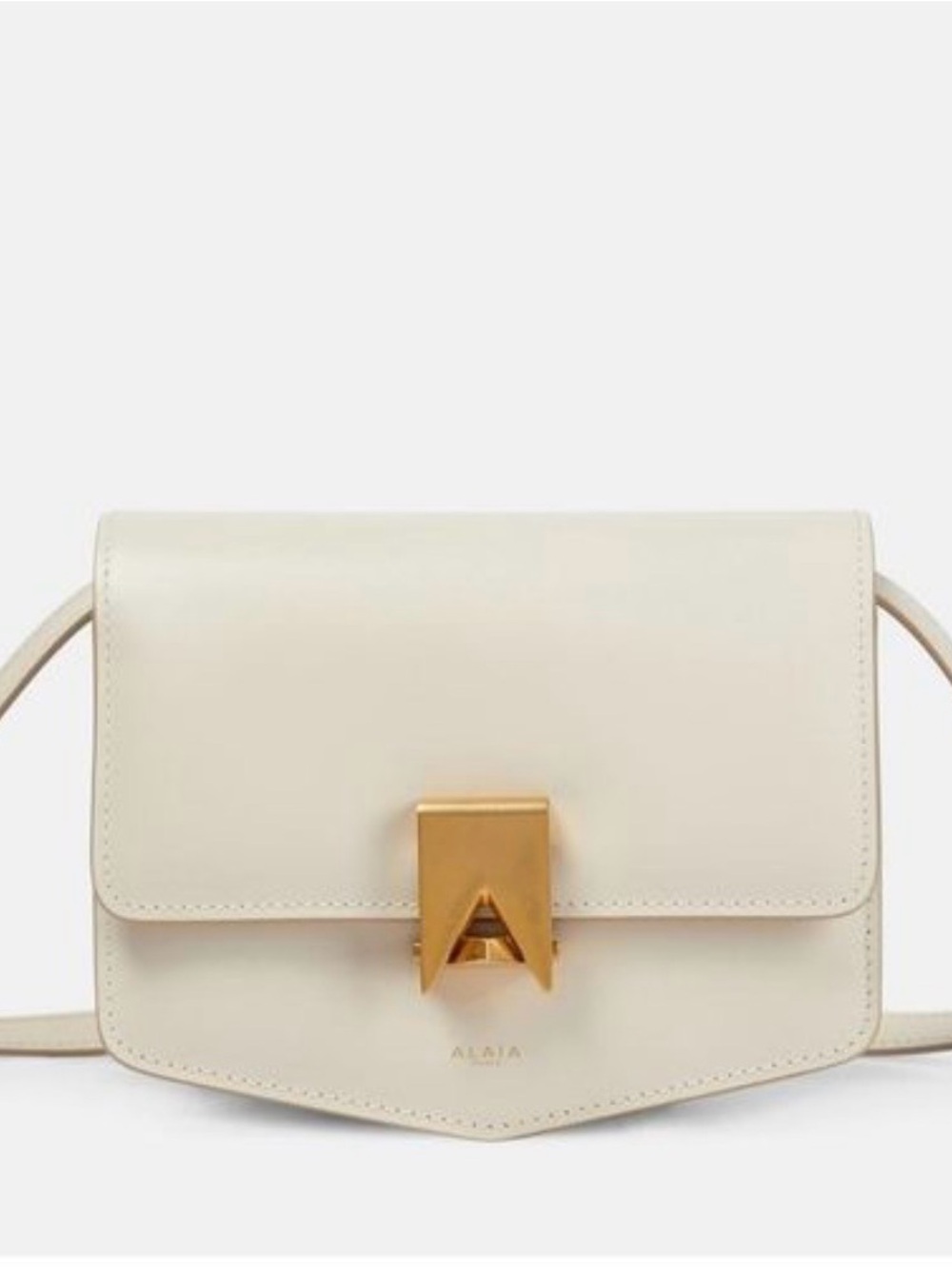 Alaïa Le Papa Cream Leather Crossbody with Gold Clasp